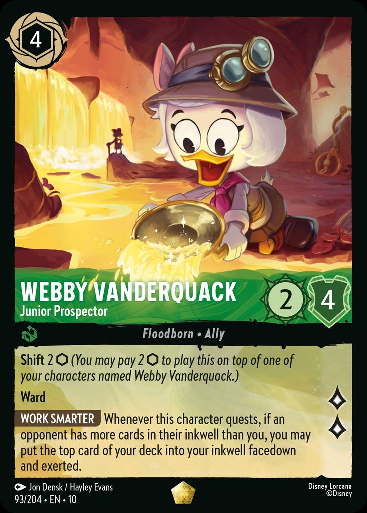 Webby Vanderquack - Junior Prospector - Whispers in the Well 93/204 - Near Mint