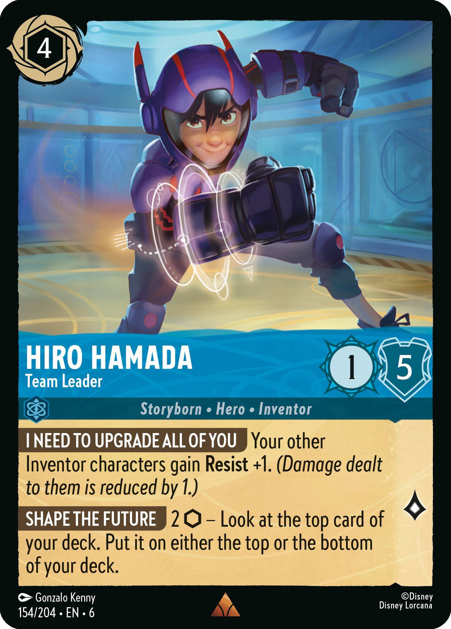 Hiro Hamada - Team Leader - Azurite Sea 154/204 (Foil) - Near Mint - Ungraded