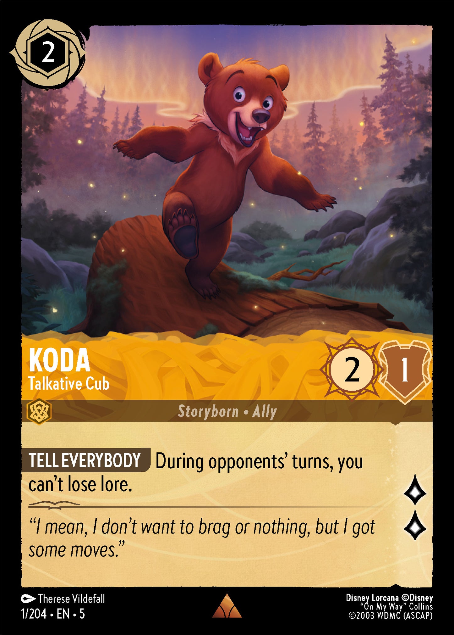 Koda - Talkative Cub - Shimmering Skies 1/204 - Near Mint - Ungraded