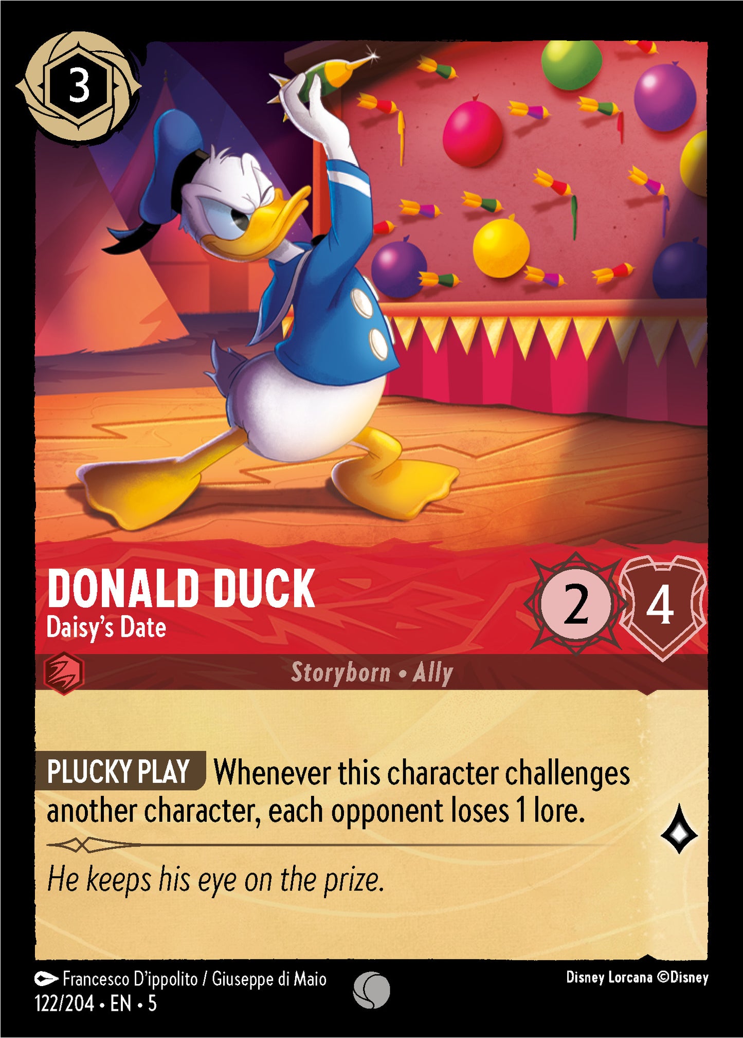 Donald Duck - Daisy's Date - Shimmering Skies 122/204 (Foil) - Near Mint - Ungraded