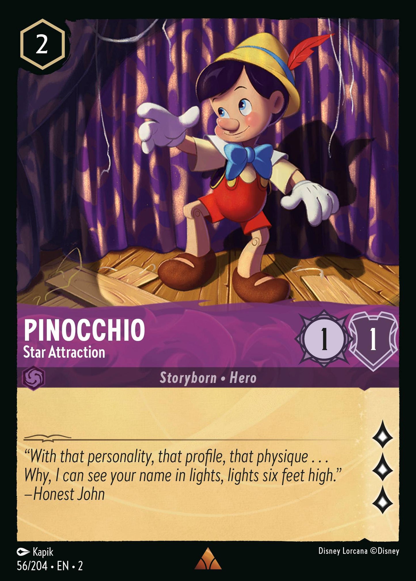 Pinocchio - Star Attraction - Rise of the Floodborn 56/204 - Near Mint - Ungraded
