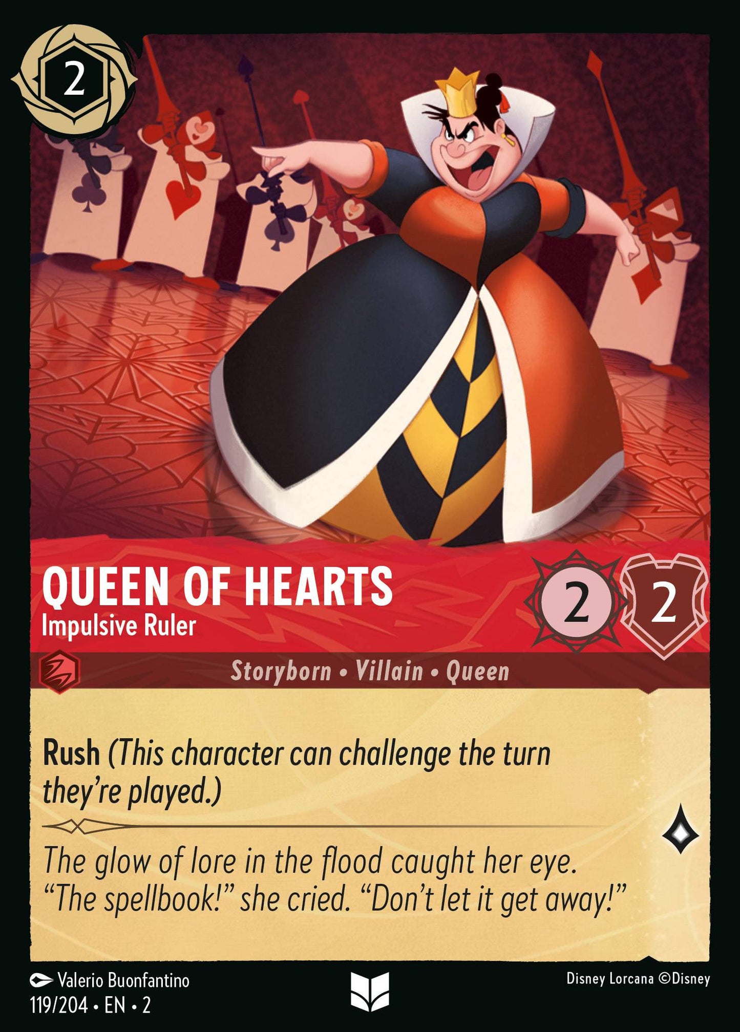Queen of Hearts - Impulsive Ruler - Rise of the Floodborn 119/204 - Near Mint