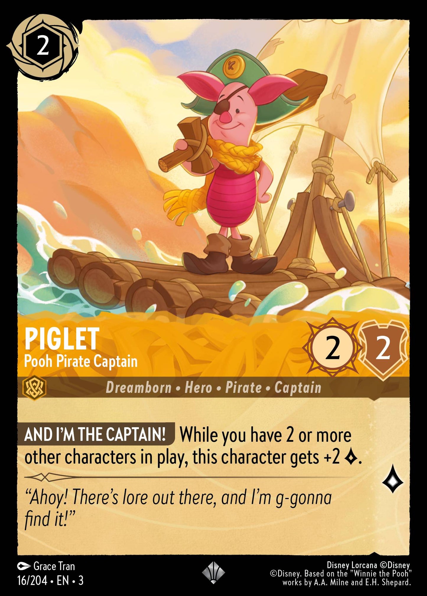 Piglet - Pooh Pirate Captain - Into the Inklands 16/204 - Near Mint