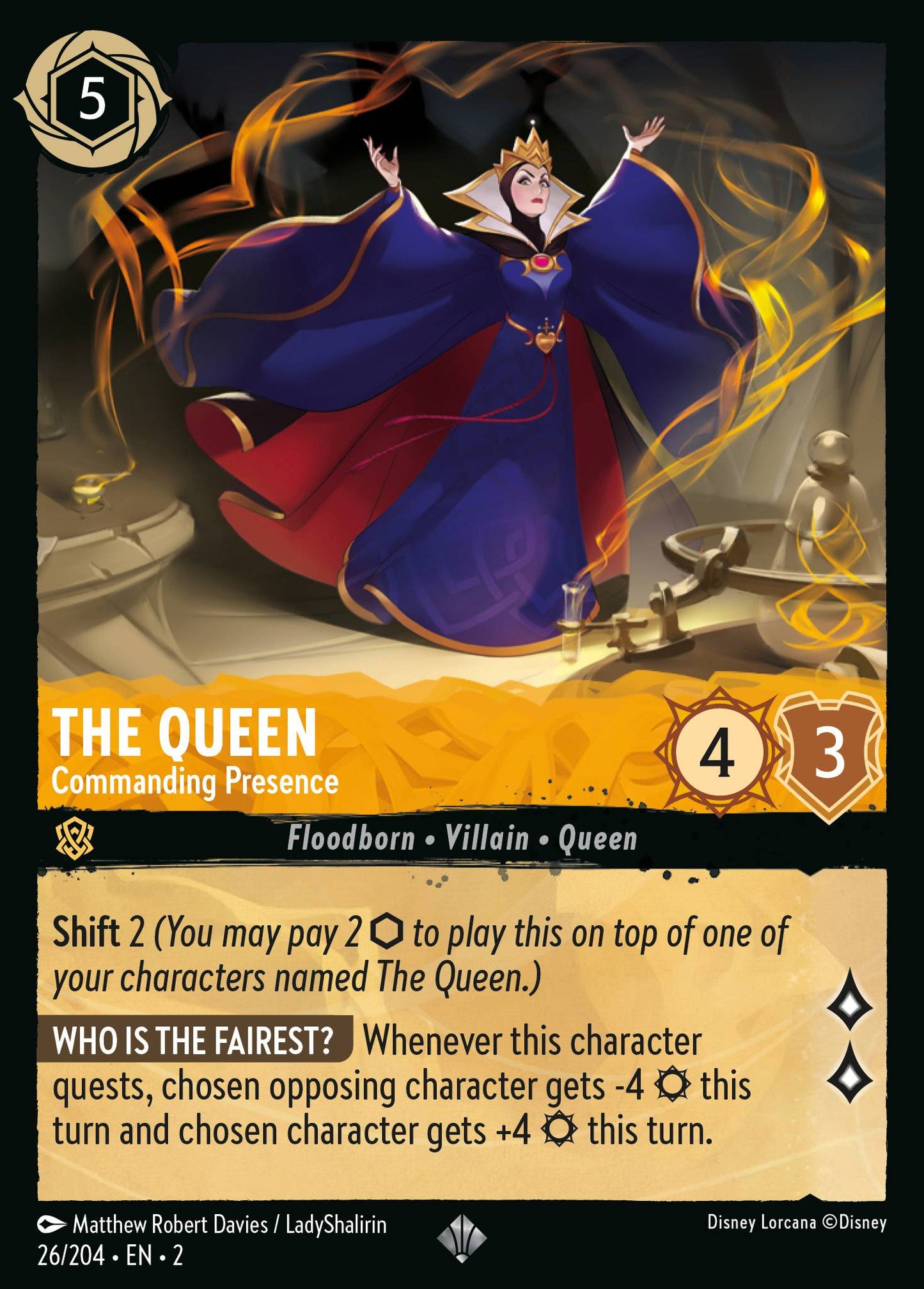 The Queen - Commanding Presence - Rise of the Floodborn 26/204 (Foil) - Near Mint - Ungraded