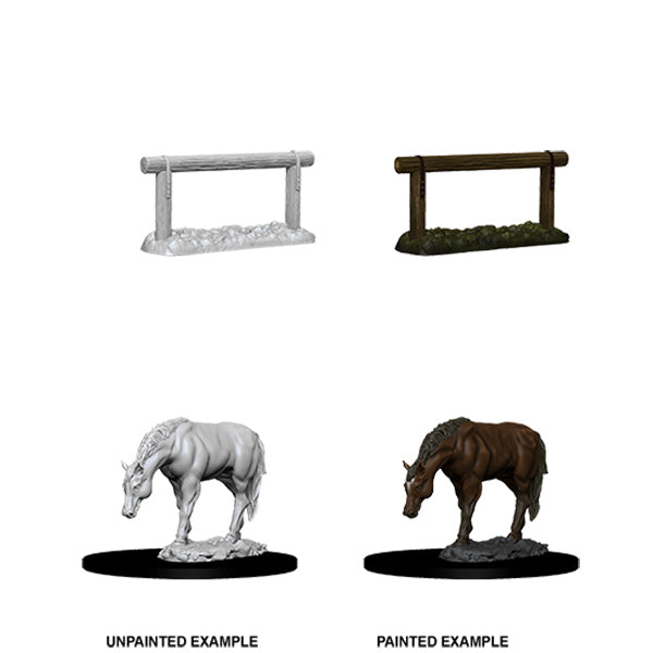 Wizkids Deep Cuts Miniatures: Unpainted Minis - Horse & Hitch