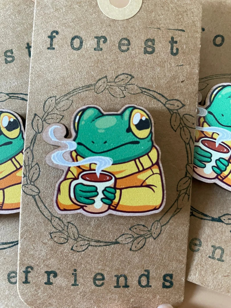 Stay Cozy Frog Pin with Mug