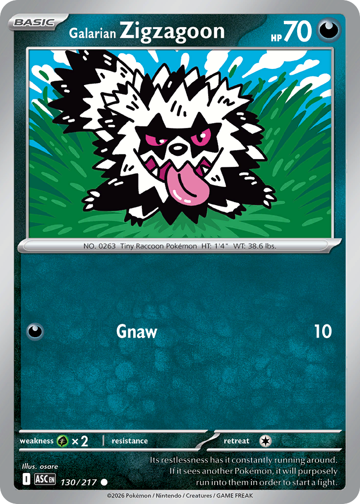 Galarian Zigzagoon (Energy Symbol Pattern) - Ascended Heroes 130/217 (Foil) - Near Mint