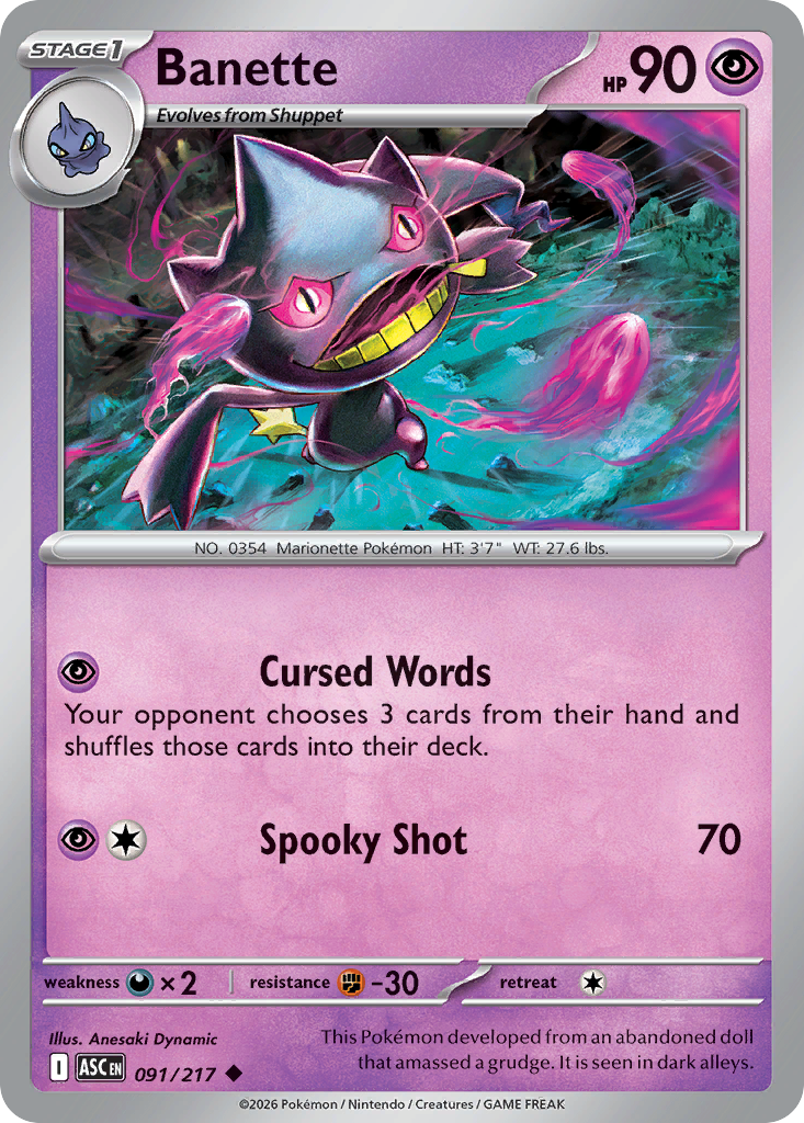 Banette (Energy Symbol Pattern) - Ascended Heroes 091/217 (Foil) - Near Mint
