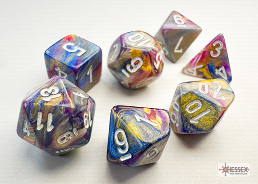 Chessex: Festive Mini-hedral Carousel/white 7-Die Set