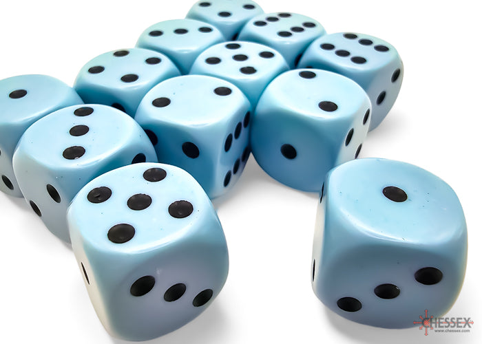 Chessex Opaque 16mm d6 Pastel Blue/black Dice Block(12 dice)