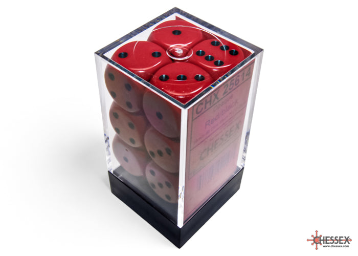 Chessex: Opaque Red/black 16mm d6 Dice Block (12 dice)