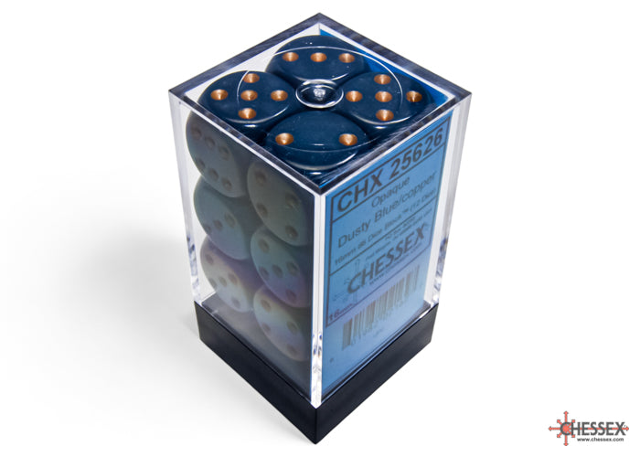 Chessex: Opaque Dusty Blue/copper 16mm d6 Dice Block (12 dice)