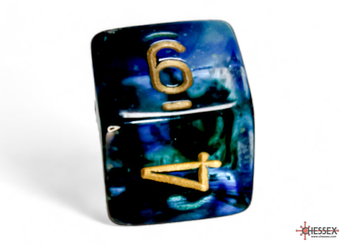 Nebula Oceanic/gold Luminary Polyhedral 7-Dice Set