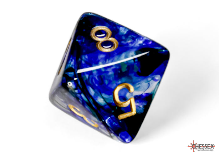 Nebula Oceanic/gold Luminary Polyhedral 7-Dice Set