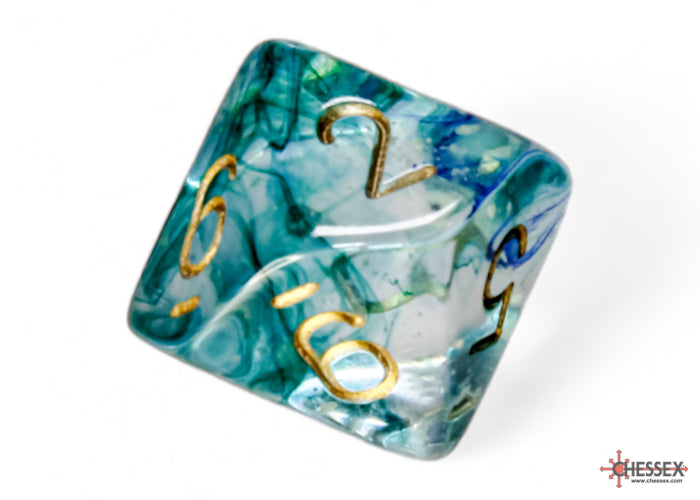 Nebula Oceanic/gold Luminary Polyhedral 7-Dice Set