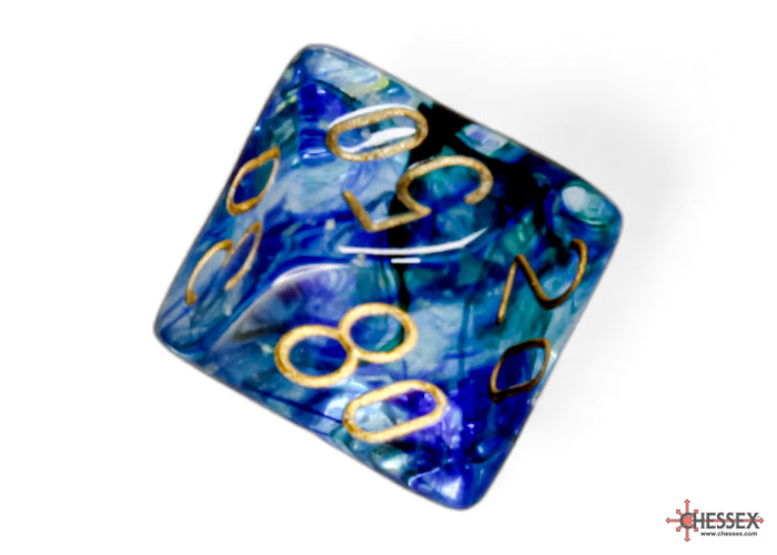Nebula Oceanic/gold Luminary Polyhedral 7-Dice Set