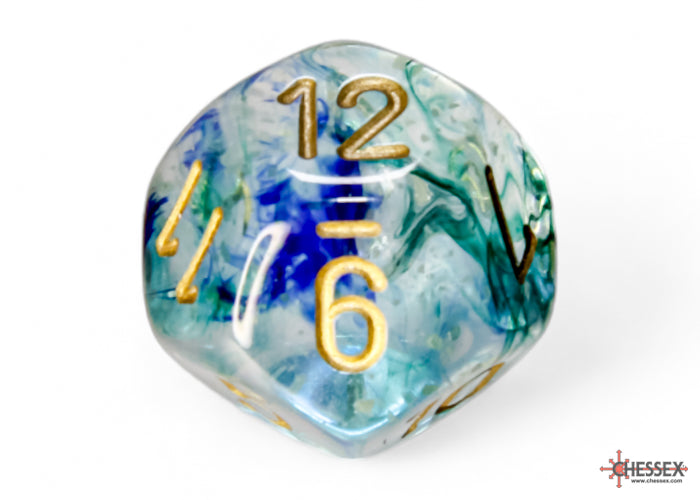 Nebula Oceanic/gold Luminary Polyhedral 7-Dice Set