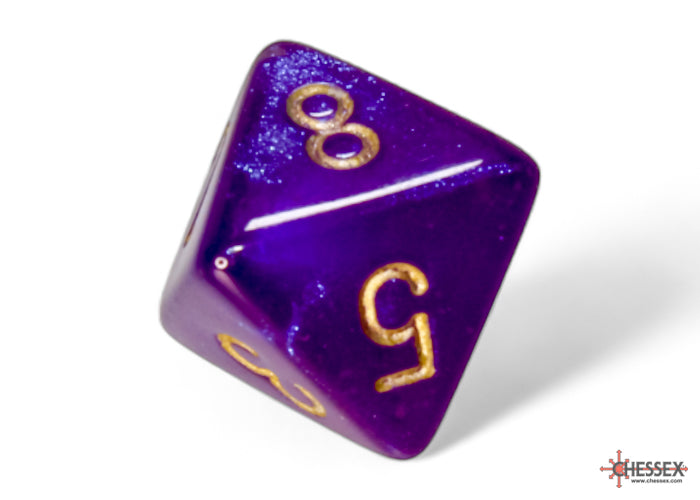 Borealis Royal Purple/gold Luminary Polyhedral 7-Dice Set