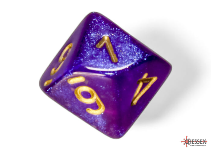Borealis Royal Purple/gold Luminary Polyhedral 7-Dice Set