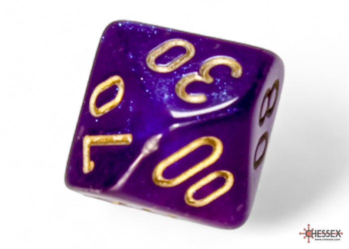 Borealis Royal Purple/gold Luminary Polyhedral 7-Dice Set