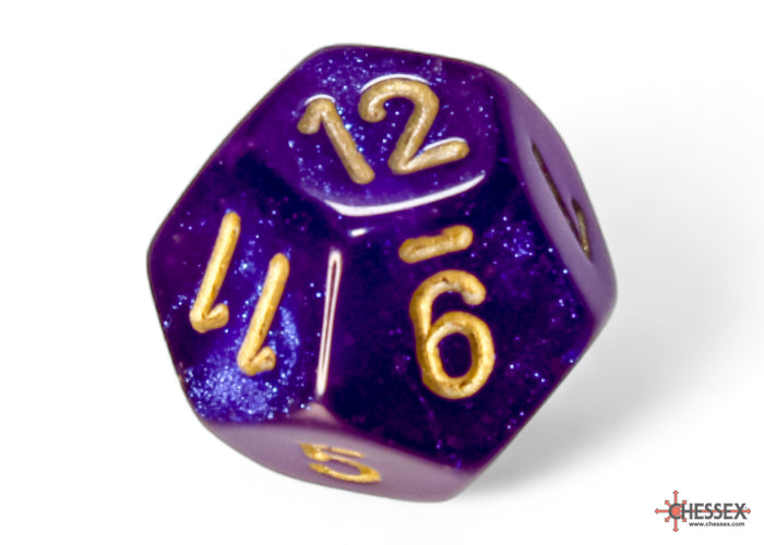 Borealis Royal Purple/gold Luminary Polyhedral 7-Dice Set