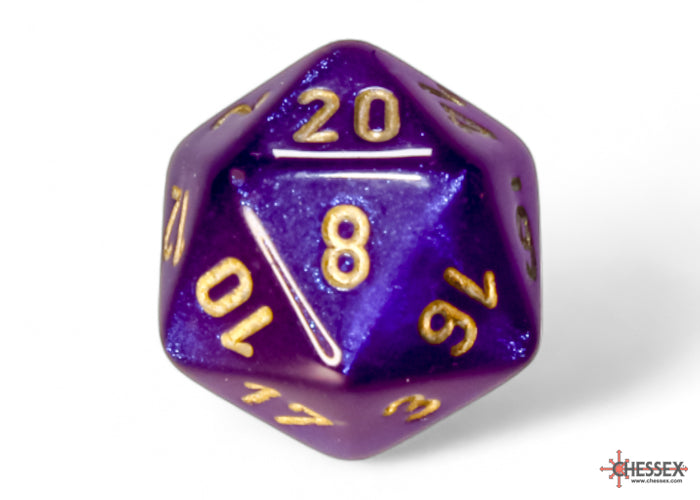 Borealis Royal Purple/gold Luminary Polyhedral 7-Dice Set
