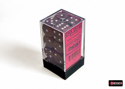 Chessex: Speckled Silver Volcano 16mm d6 Dice Block (12 dice)