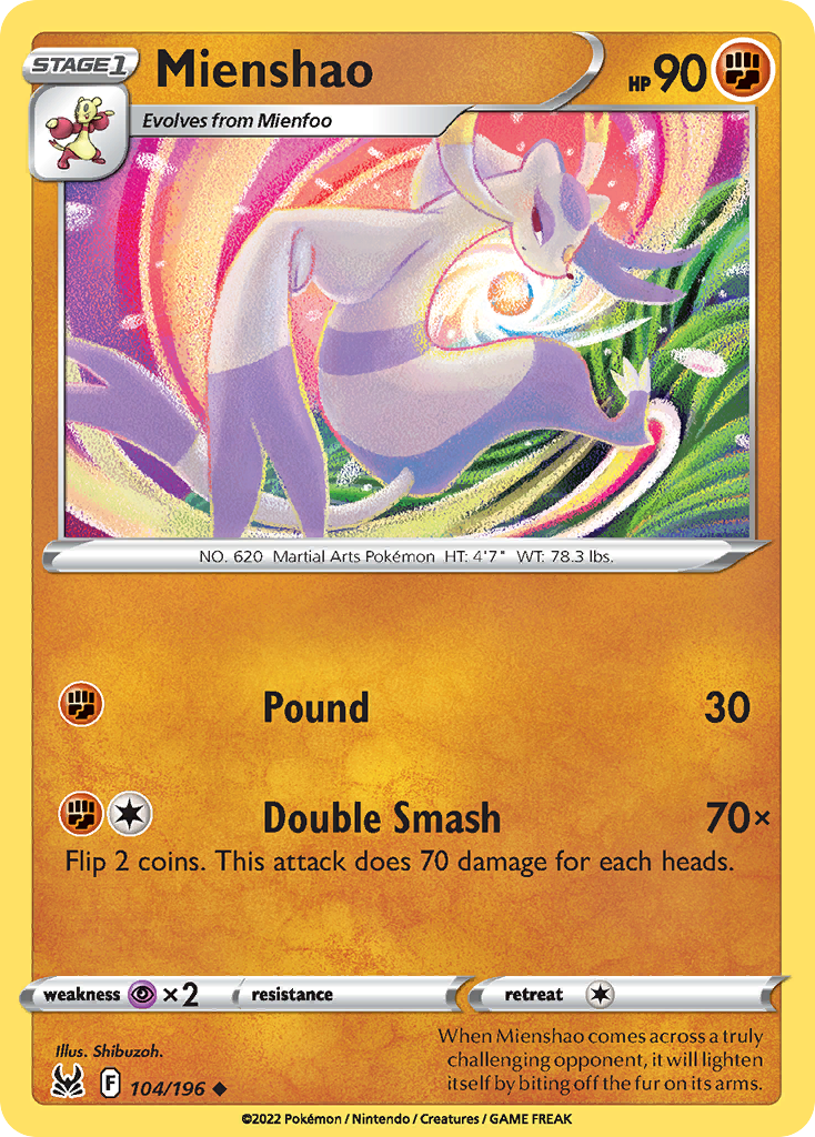 Mienshao - Lost Origin 104/196 (Foil) - Near Mint