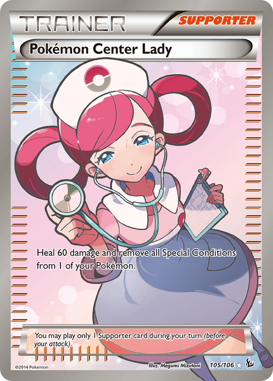 Pokemon Center Lady (105 Full Art) - Flashfire 105  (Foil) - Heavily Played - Ungraded