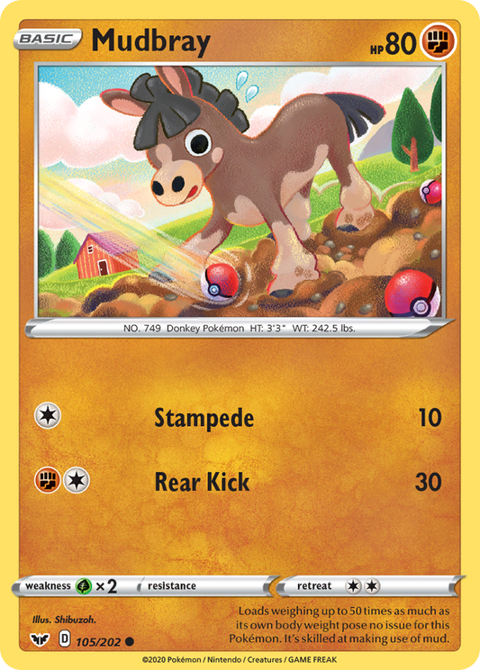 Mudbray - Sword & Shield 105/202  (Foil) - Near Mint