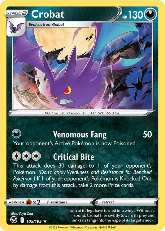 Crobat - Silver Tempest 105/195  (Foil) - Near Mint - Ungraded