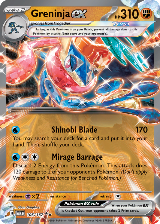 Greninja ex - Twilight Masquerade 106/167  (Foil) - Near Mint - Ungraded