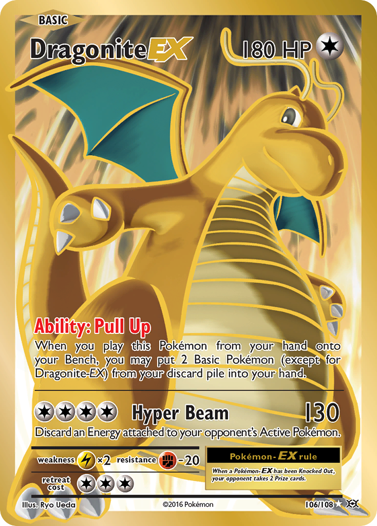 Dragonite EX (Full Art) - Evolutions 106/108 (Foil) - Heavily Played