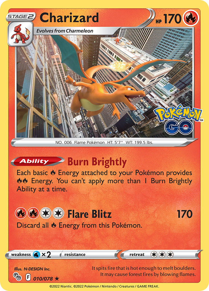 Charizard - Pokemon Go 010/078 (Foil) - Damaged