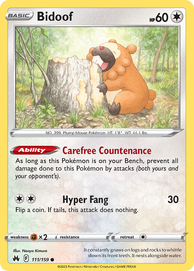 Bidoof - Crown Zenith 111/159 - Near Mint