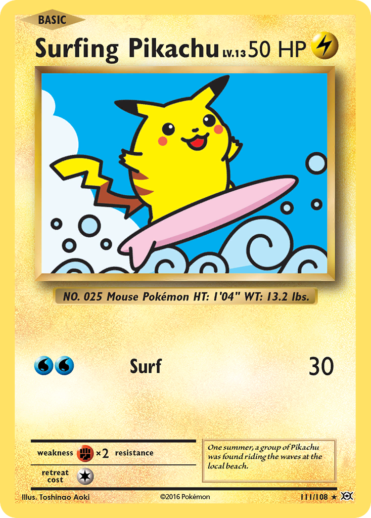 Surfing Pikachu - Evolutions 111/108 - Lightly Played