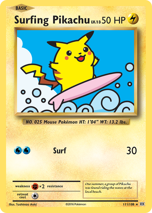 Surfing Pikachu - Evolutions 111/108 - Lightly Played