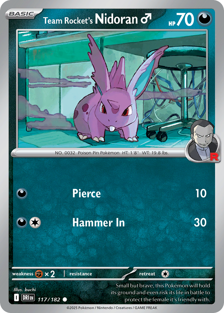 Team Rocket's Nidoran M - Destined Rivals 117/182 (Foil) - Near Mint