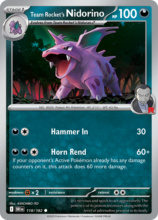 Team Rocket's Nidorino - Destined Rivals 118/182 - Near Mint