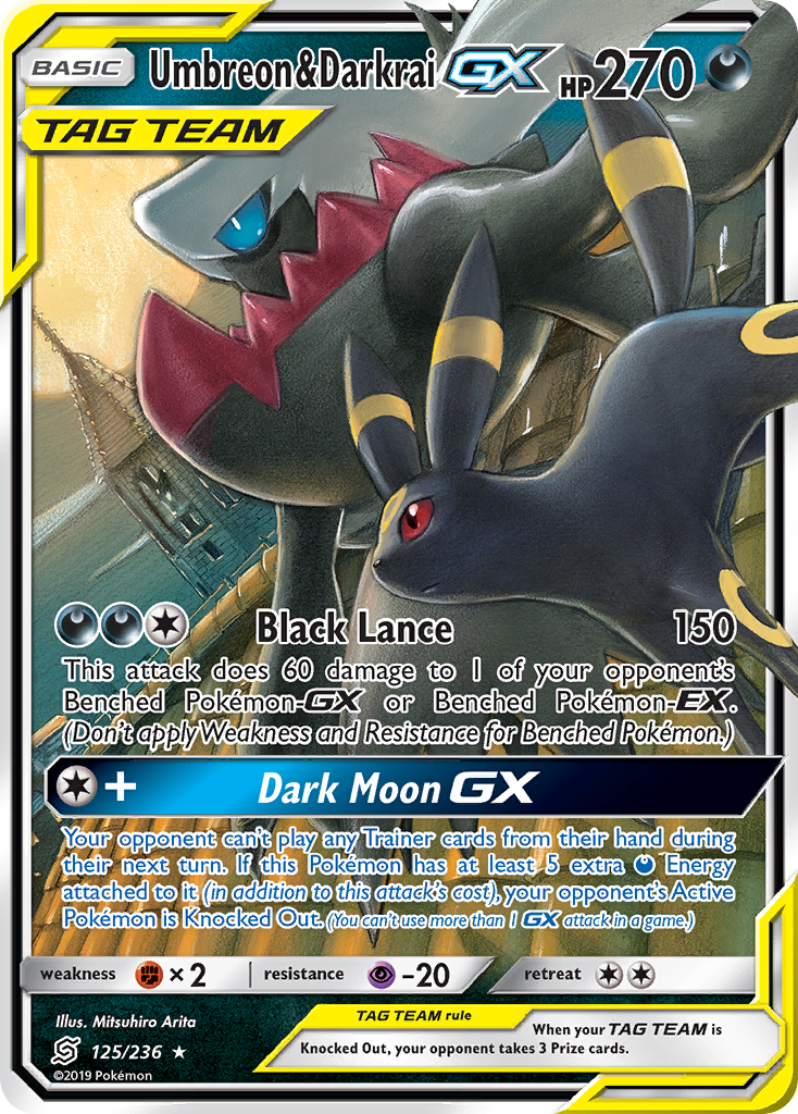 Umbreon & Darkrai GX - Unified Minds 125/236  (Foil) - Damaged - Foil