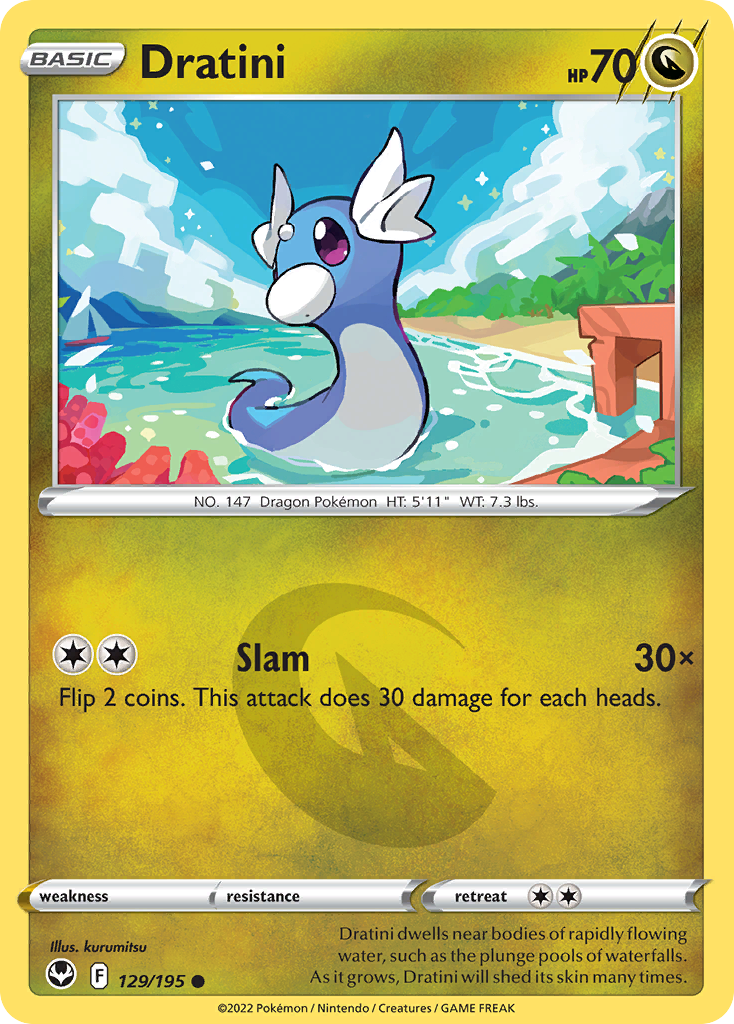 Dratini - Silver Tempest 129/195 (Foil) - Near Mint