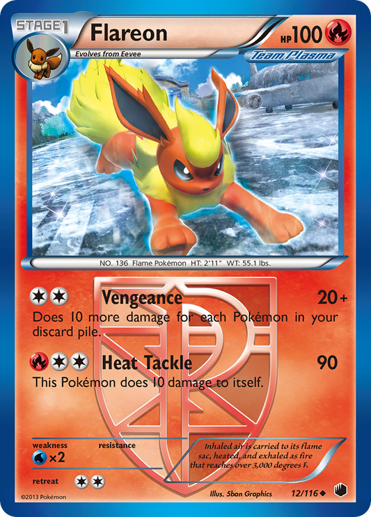 Flareon (Team Plasma) - Plasma Freeze 12 - Moderately Played