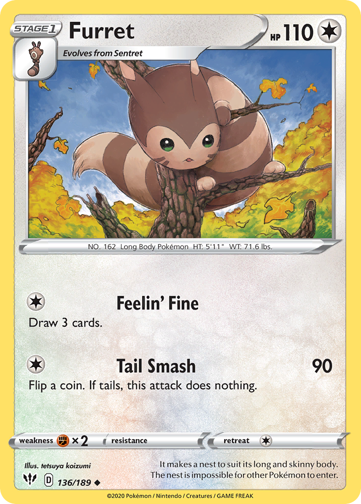 Furret - Darkness Ablaze 136/189 (Foil) - Near Mint
