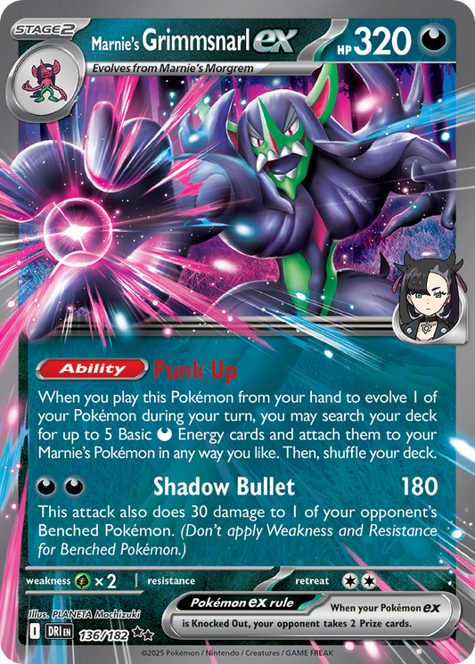 Marnie's Grimmsnarl ex - Destined Rivals 136/182 (Foil) - Near Mint