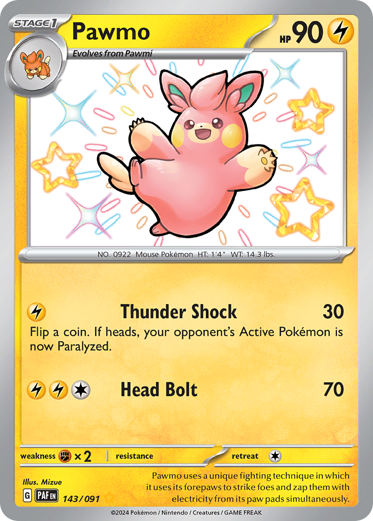 Pawmo - Paldean Fates 143/091  (Foil) - Near Mint - Ungraded