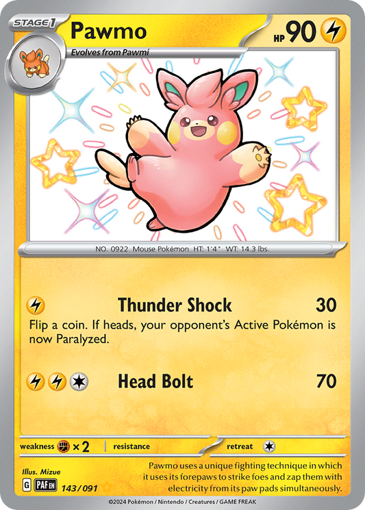 Pawmo - Paldean Fates 143/091  (Foil) - Near Mint - Ungraded