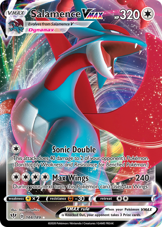 Salamence VMAX - Darkness Ablaze 144/189 (Foil) - Damaged