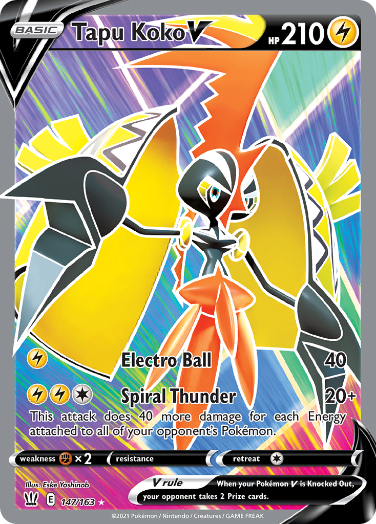 Tapu Koko V (Full Art) - Battle Styles 147/163 (Foil) - Near Mint