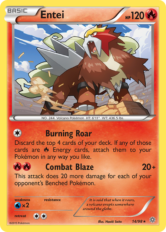 Entei (14) - Ancient Origins 14  (Foil) - Heavily Played