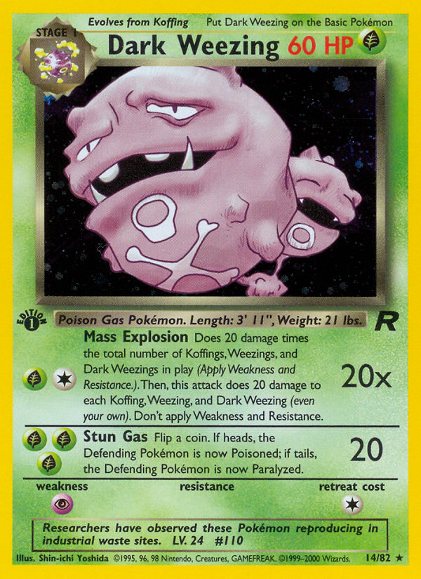 Dark Weezing (14) - Team Rocket 14 (Foil) - Heavily Played